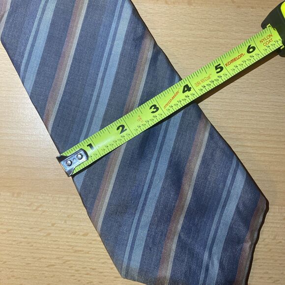 Vintage 1970s Striped Men's Silk Neck Tie Blue Kings Lynn - Picture 6 of 6